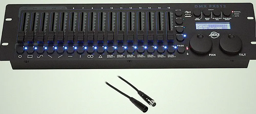 American DJ ADJ DMX FX512 19" 512 channels DMX Lighting Controller Console+Cable