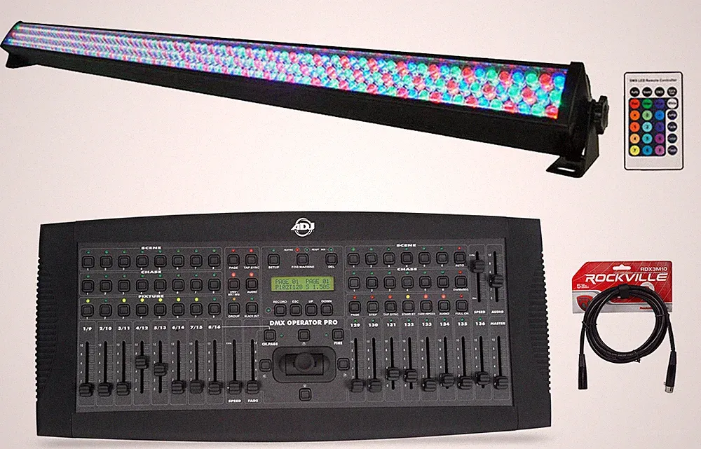 American DJ ADJ DMXOPERATOR PRO 136-Channel DMX Lighting Controller+Light+Cable