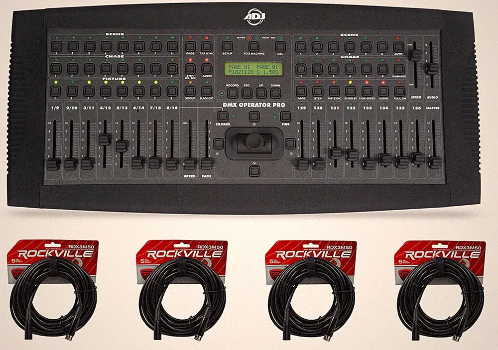 American DJ ADJ DMXOPERATOR PRO 136-Channel Lighting Controller+(4) DMX Cables