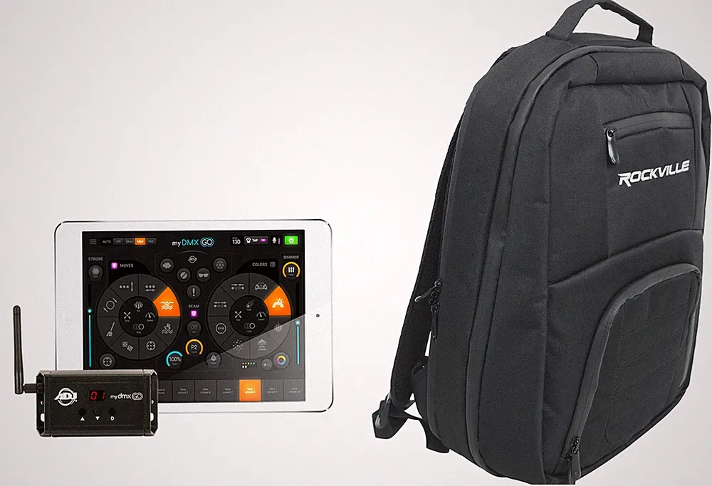 American DJ ADJ MYDMX GO Lighting Control App for iPad/Android Tablets+Backpack