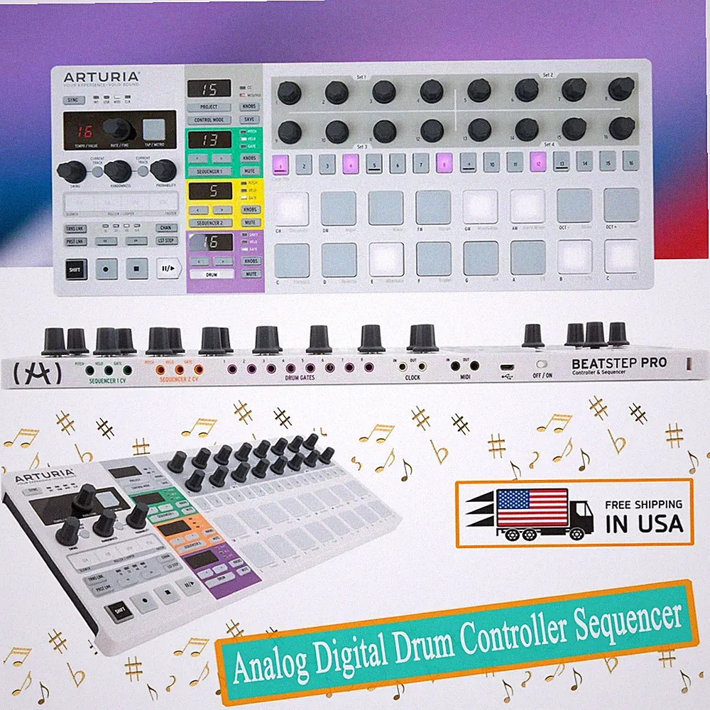 Arturia BeatStep Pro MIDI USB Analog Digital Drum Controller Sequencer - White