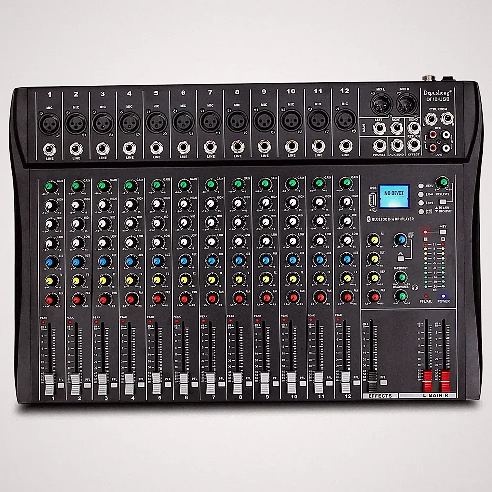 Audio Mixer 12 Channel DJ Controller USB XLR 48V RCA Depusheng DT12 Studio Sound