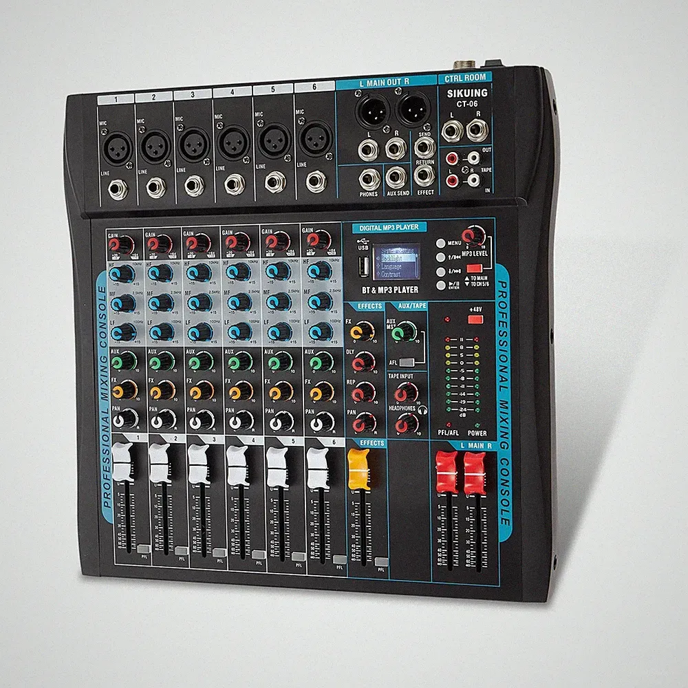 Audio Mixer,6 Channel Board Mixer for Streaming, Professional Sounds Board Mi...