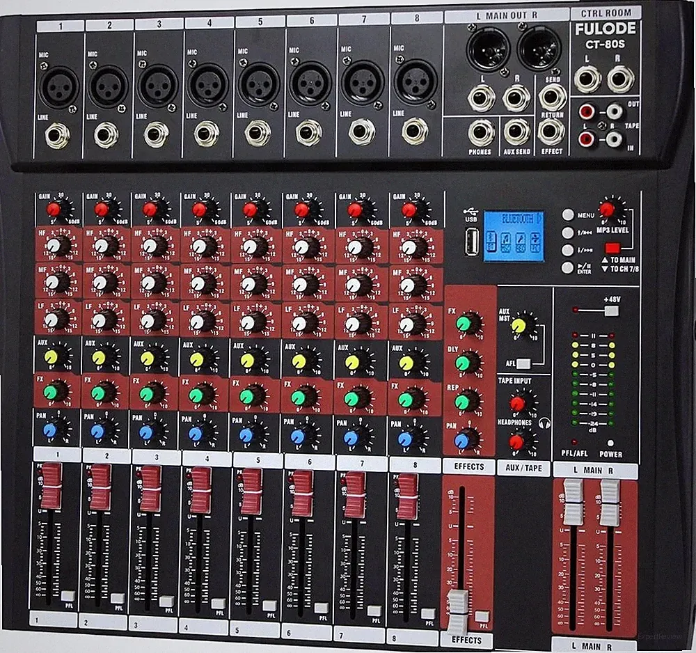 Audio Mixer 8 Channel, CT-80S Professional Sound System Mixer Board DJ Mixing...