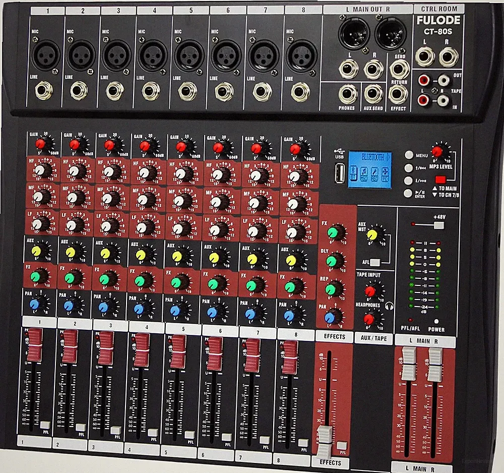 Audio Mixer 8 Channel, CT-80S Professional Sound System Mixer Board DJ Mixing C