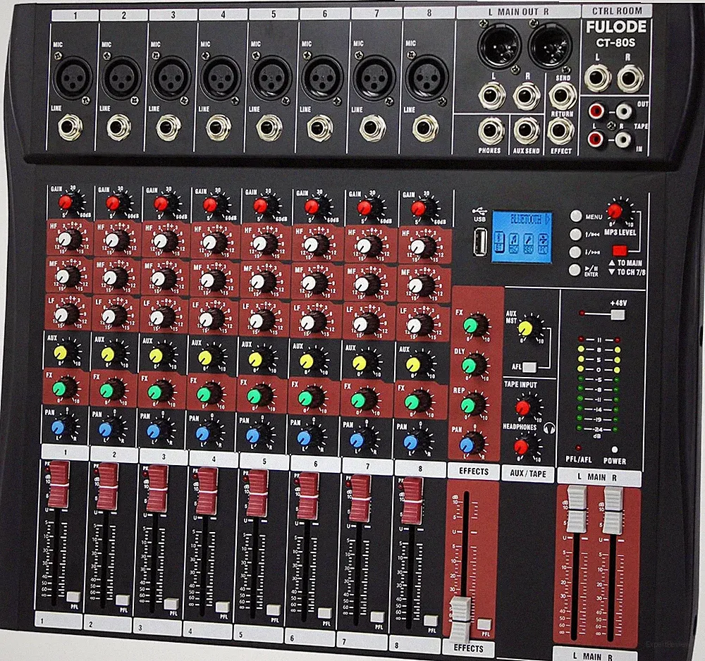 Audio Mixer 8 Channel, CT-80S Professional Sound System Mixer Board DJ Mixing Co