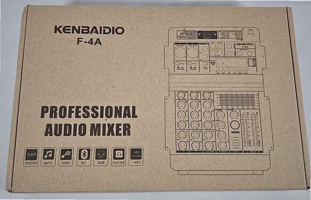 Audio Mixer DJ Sound Board 99 DSP Effect 7-Band EQ 4 Channel Digital 48V Phantom
