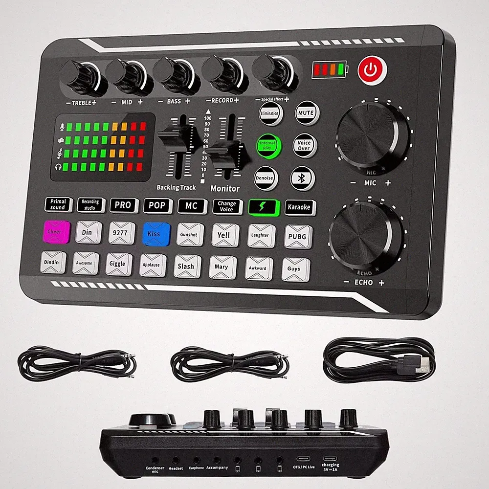 Audio Mixer & Sound Card with DJ Effects, Voice Changer for Streaming/Podcasting
