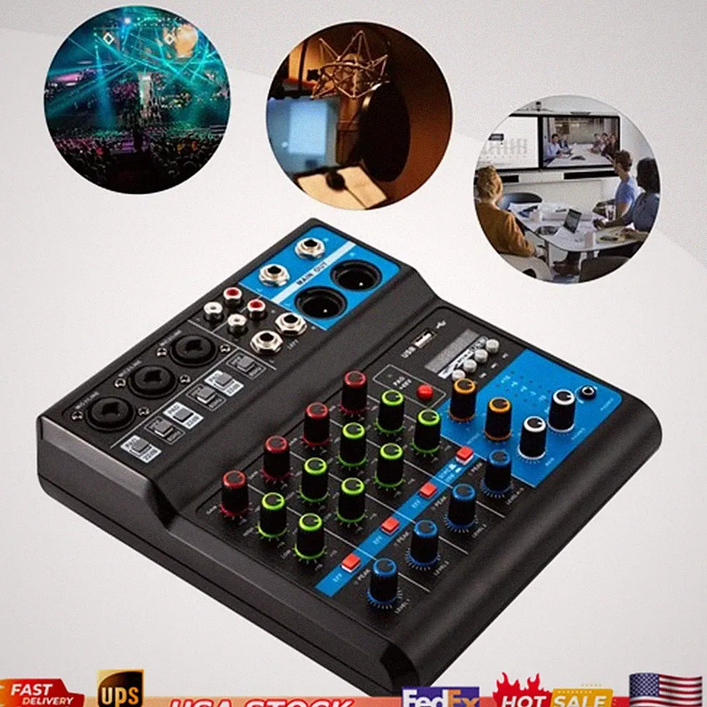 Audio Mixer Sound Mixing Console Power Mixing USB for Recording/DJ/Karaoke