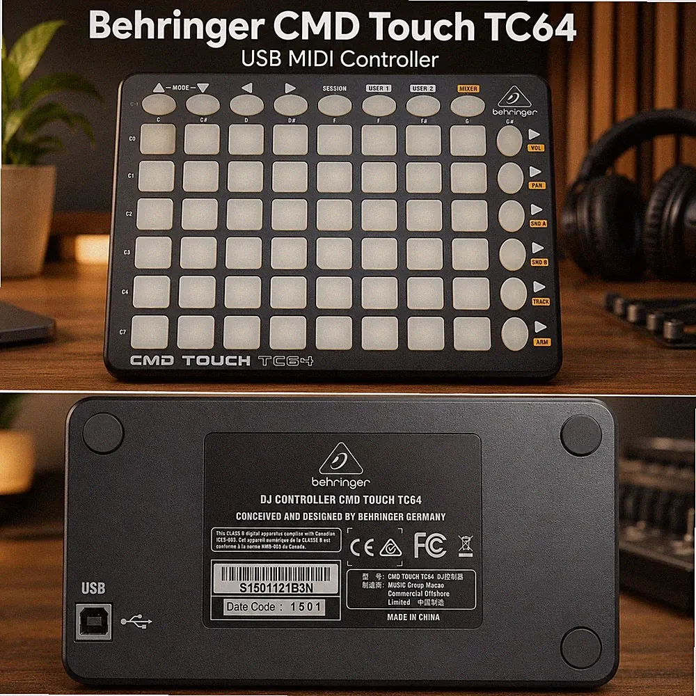 Behringer CMD Touch TC64 USB MIDI Controller DJ Pad Grid Performance Station