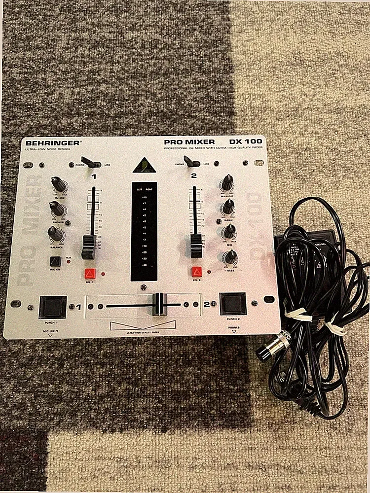 Behringer DX100 DJ Mixer 2-Channel Ultra-Low Noise, 3-Band EQ, Tabletop, Silver