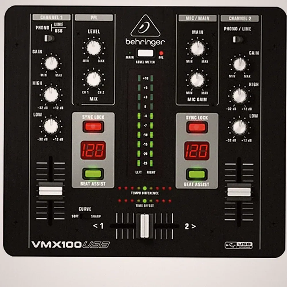 Behringer Pro Mixer VMX100USB Professional 2-Channel DJ Mixer - SKU#2082581
