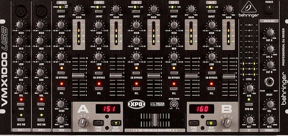 Behringer Professional 7-Channel DJ Mixer - USB Interface, BPM Counter Included