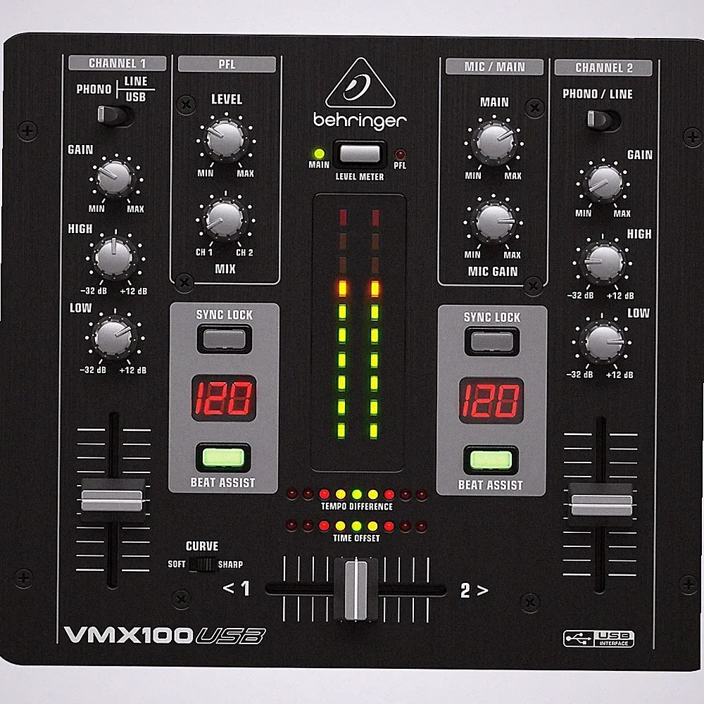 Behringer VMX100USB Professional 2-Channel DJ Mixer