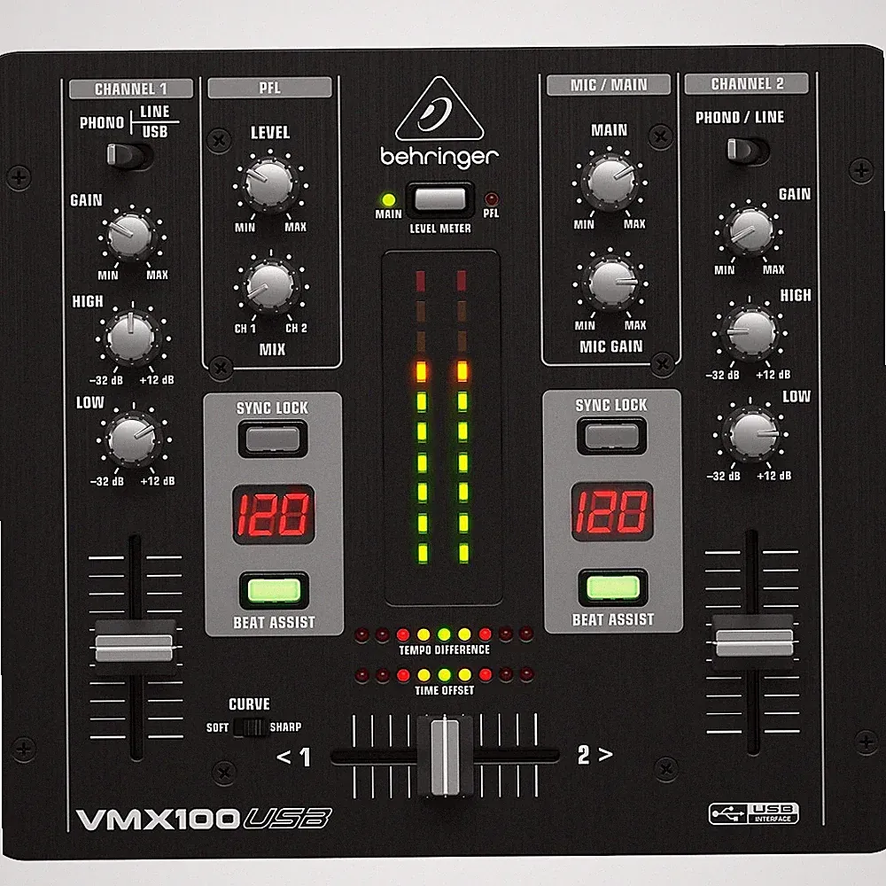 Behringer VMX100USB Professional 2-Channel DJ Mixer