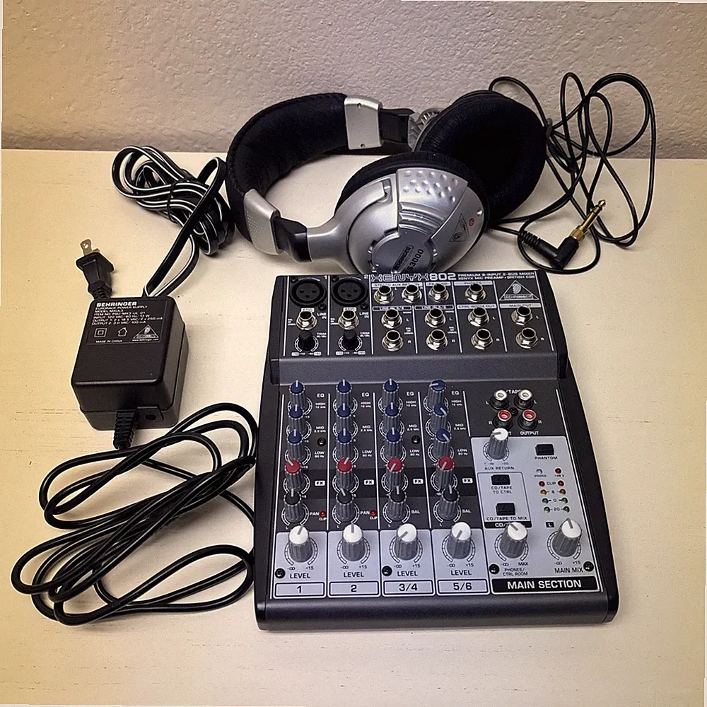 Behringer XENYX 802 8-Channel DJ Mixer + Headphones