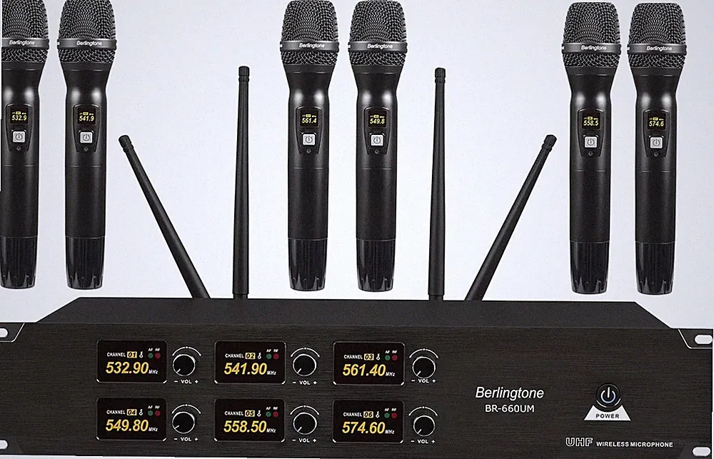 Berlingtone 6-Channel UHF Wireless Microphone System with 6 Handheld Microphones