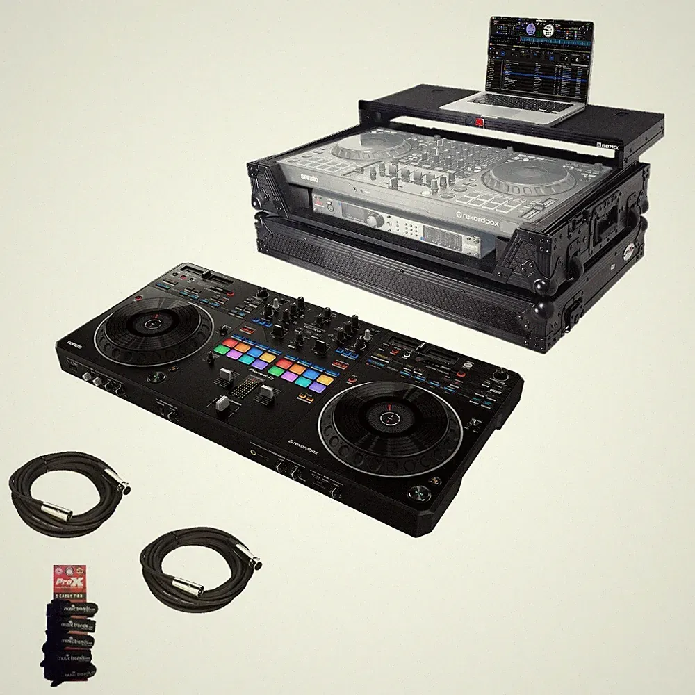 Bundle of Pioneer DJ DDJ-REV5 DJ controller + Road Case + 2 XLR's + Cable Ties