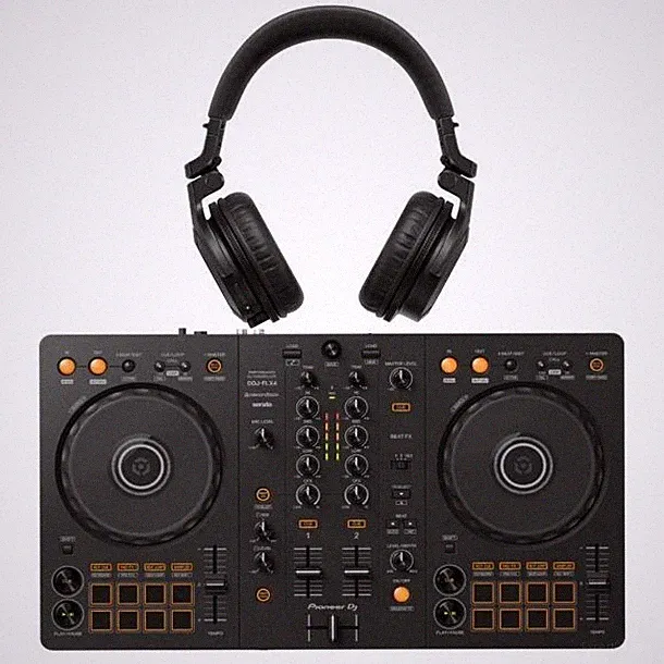 Bundle: Piөneer DJ DDJ/₣LX4 2-Channel DJ Controller + Piөneer Over-the-Ear DJ.