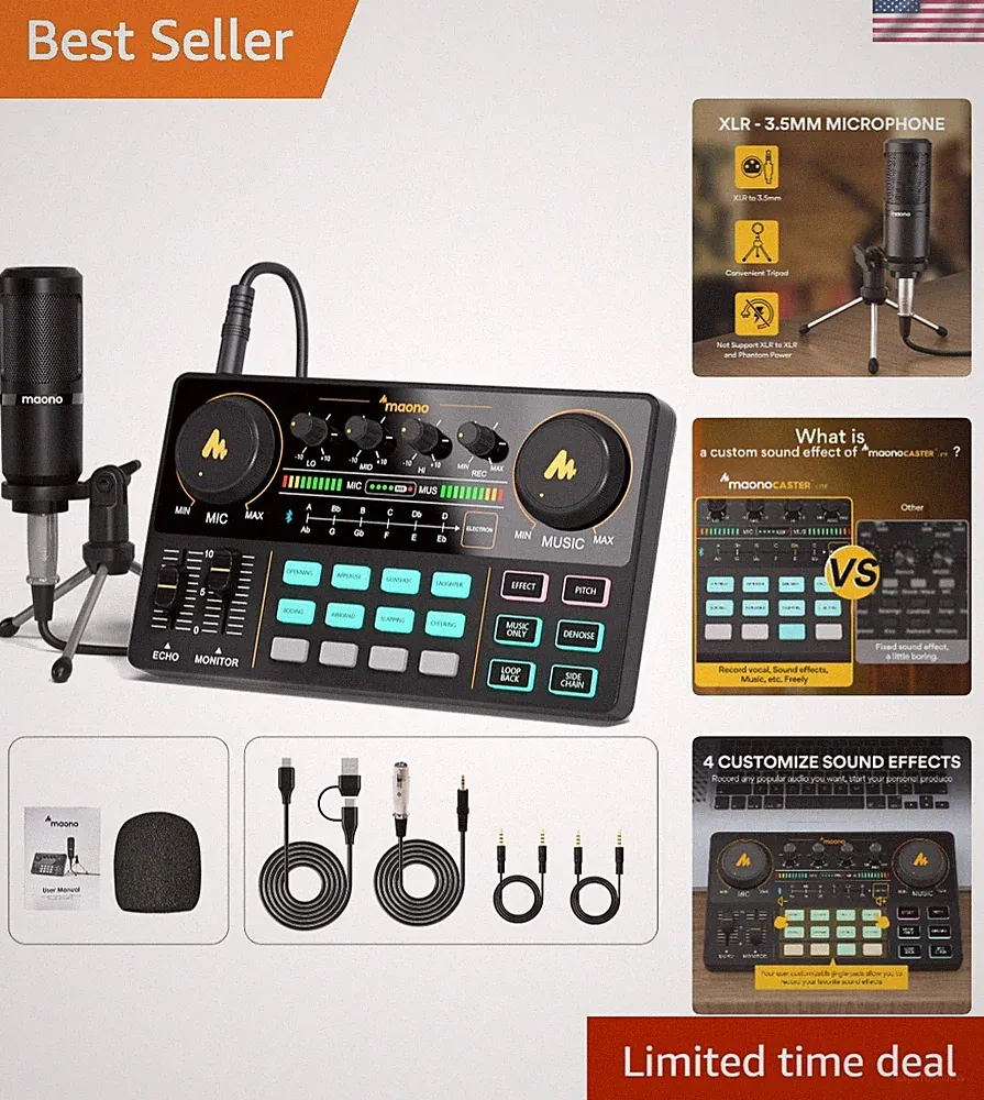 Caster Lite All-in-One Podcast Equipment Set with 3.5mm Microphone for Live S...