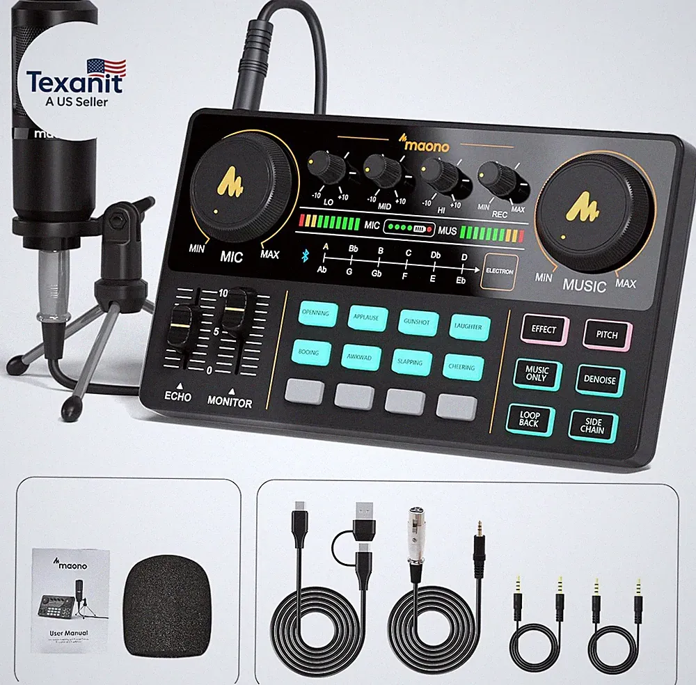 caster Lite AU-AM200-S1 All-In-One Podcast Equipment Set with 3.5Mm Microphone f