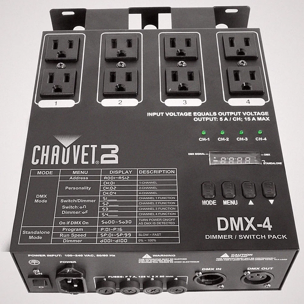 Chauvet DJ DMX-4 4-Channel Dimmer/Relay Pack Lighting Controller New!
