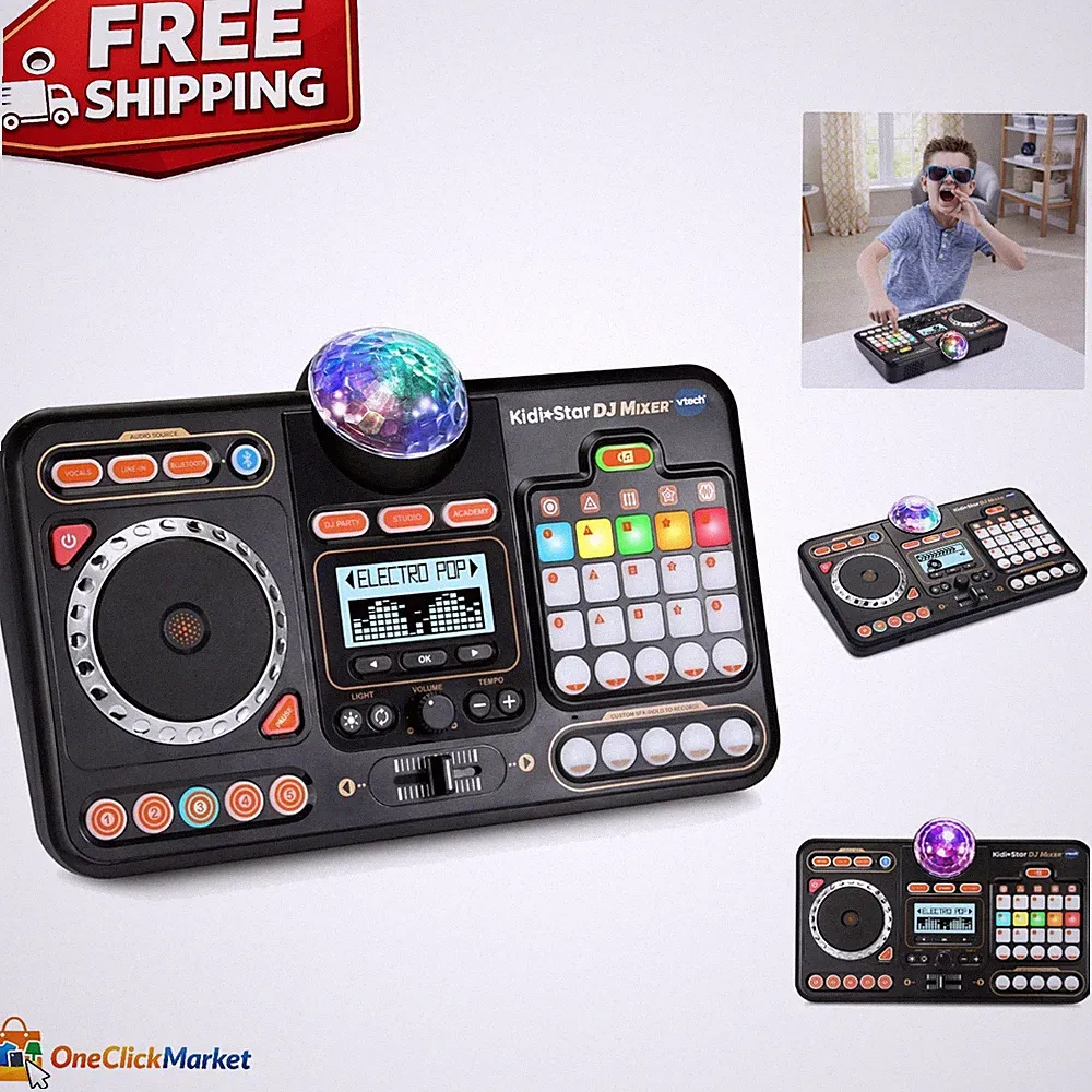 Children's DJ Mixer - 15 Built-In Songs, Bluetooth Connectivity for Fun Parties