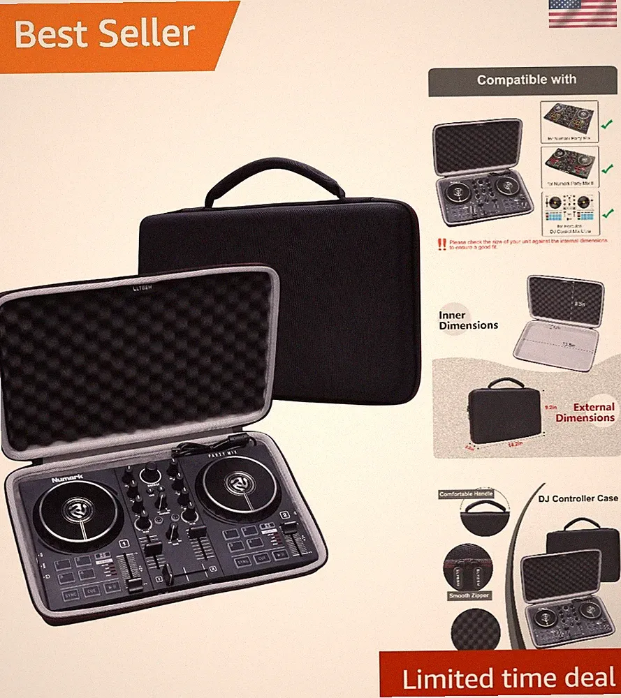 Compact and Durable DJ Controller Case for Numark & Hercules Gear - 13.8" Size