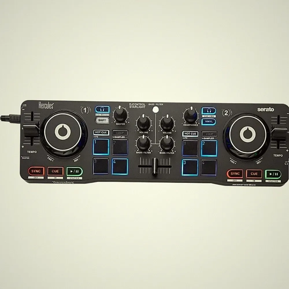 Compact DJ Controller with Built-in Sound Card & Light Show