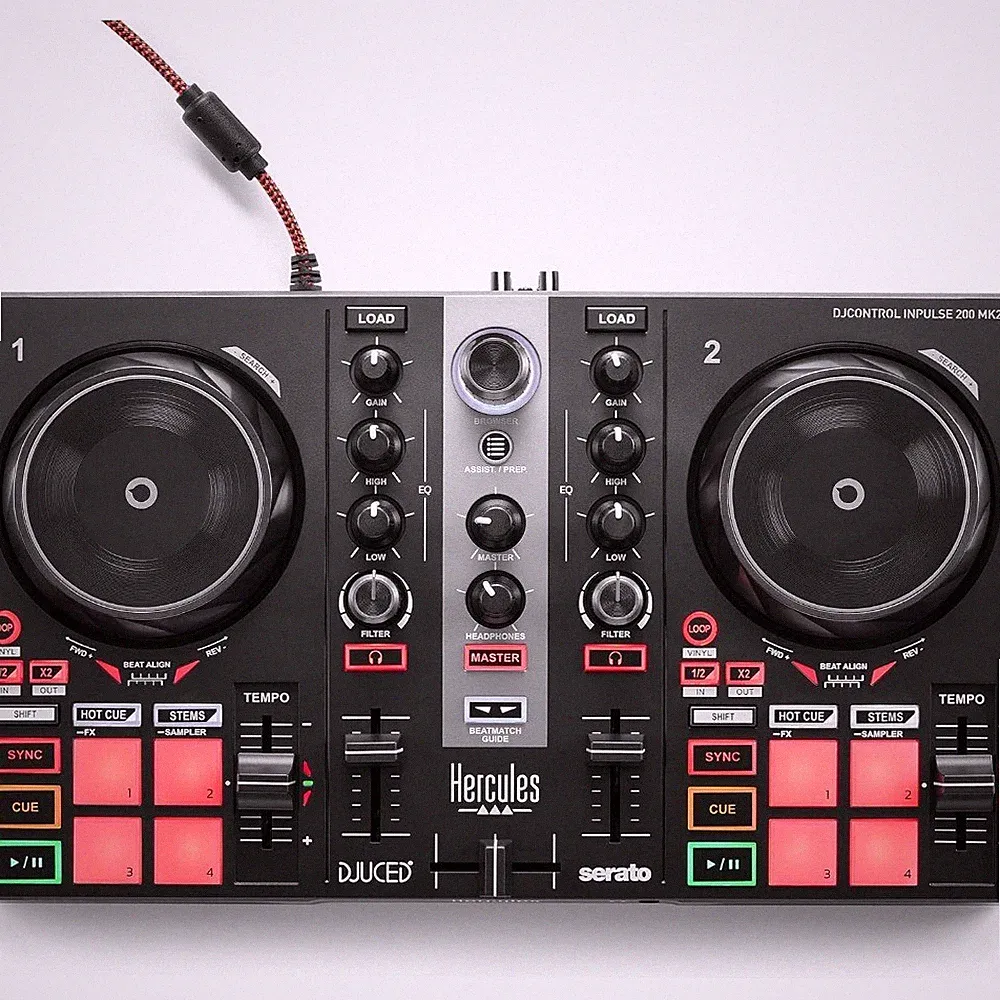 Compact DJ Controller with LED Light Guides, Enhanced Features, Compatible with
