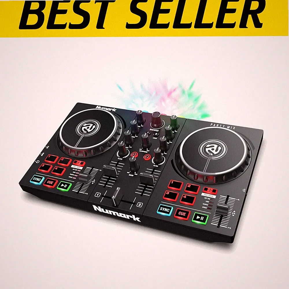 Compact DJ Controller with Lights and Audio Interface