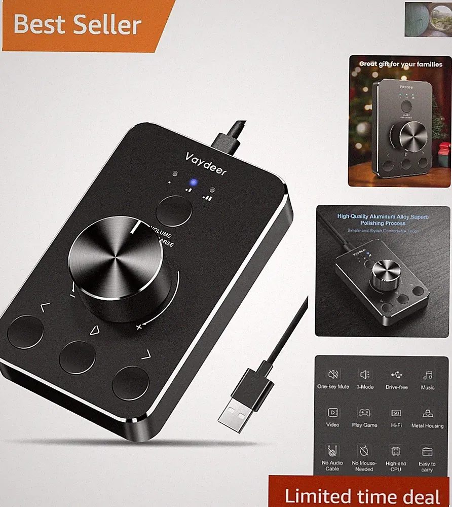 Compact USB Multimedia Controller with Durable Design for Easy Volume Control