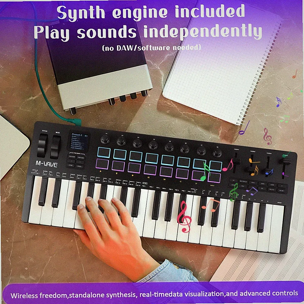 Controller Keyboard 37-Key USB MIDI Keyboard Controller Sequencer with Beat Pads