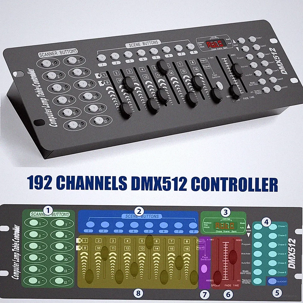 Controller Stage Light 192 Channel DMX Console for Live Concerts KTV DJs Clubs