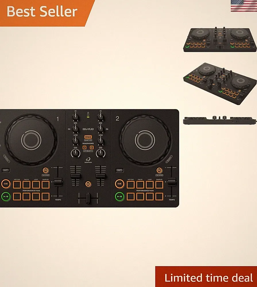 DDJ‑ Compact 2‑Channel DJ Controller — Streaming‑Ready, Smart Fader & Smart C...