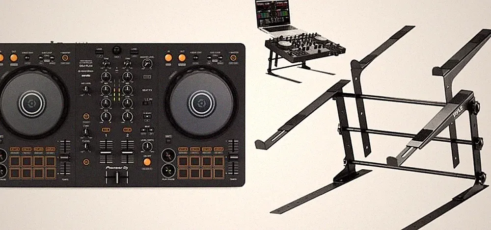 DDJ-FLX4 2-Deck Rekordbox and Serato DJ Controller + Pyle Portable Dual Laptop S