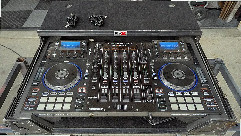 Denon DJ MCX8000 w/ ProX Flight Case & Sliding Laptop Shelf - Pro DJ System