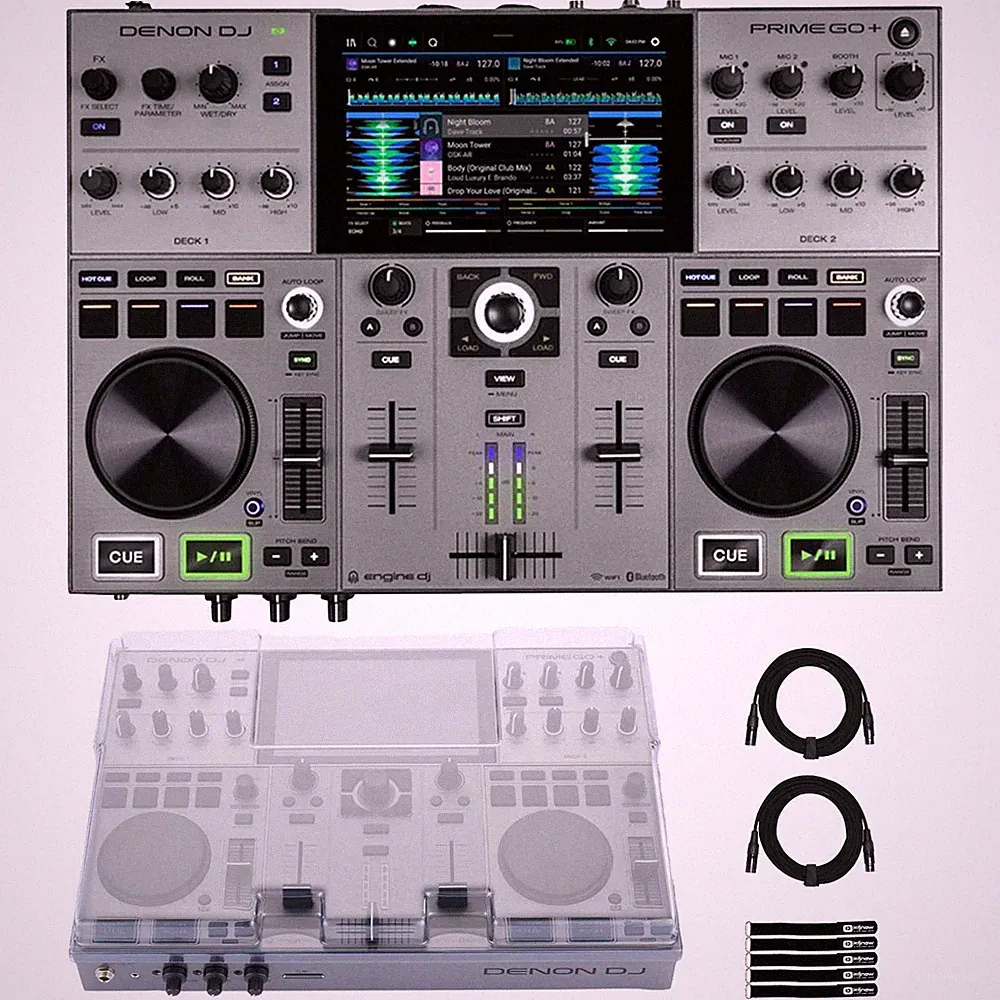 Denon DJ PRIME GO+ Portable Standalone DJ Controller w Decksaver Cover