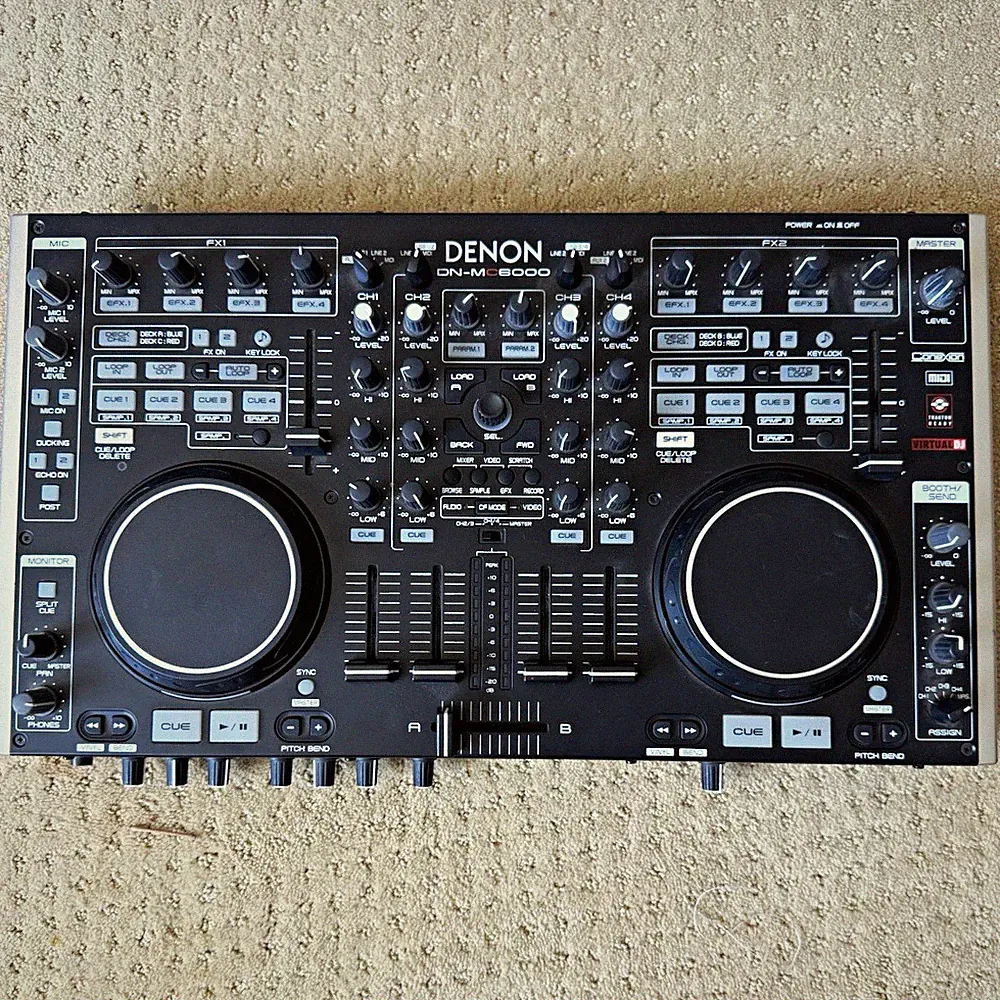 Denon DN-MC6000 4-Channel Dual Deck DJ Controller, Built-In Mixer, USB, Black