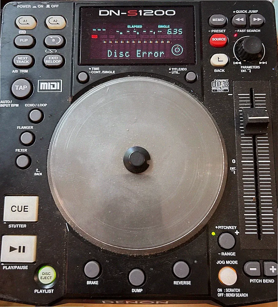 DENON DN-S1200 DJ equipment Display/Buttons Working DISC ERROR For Repair/Parts