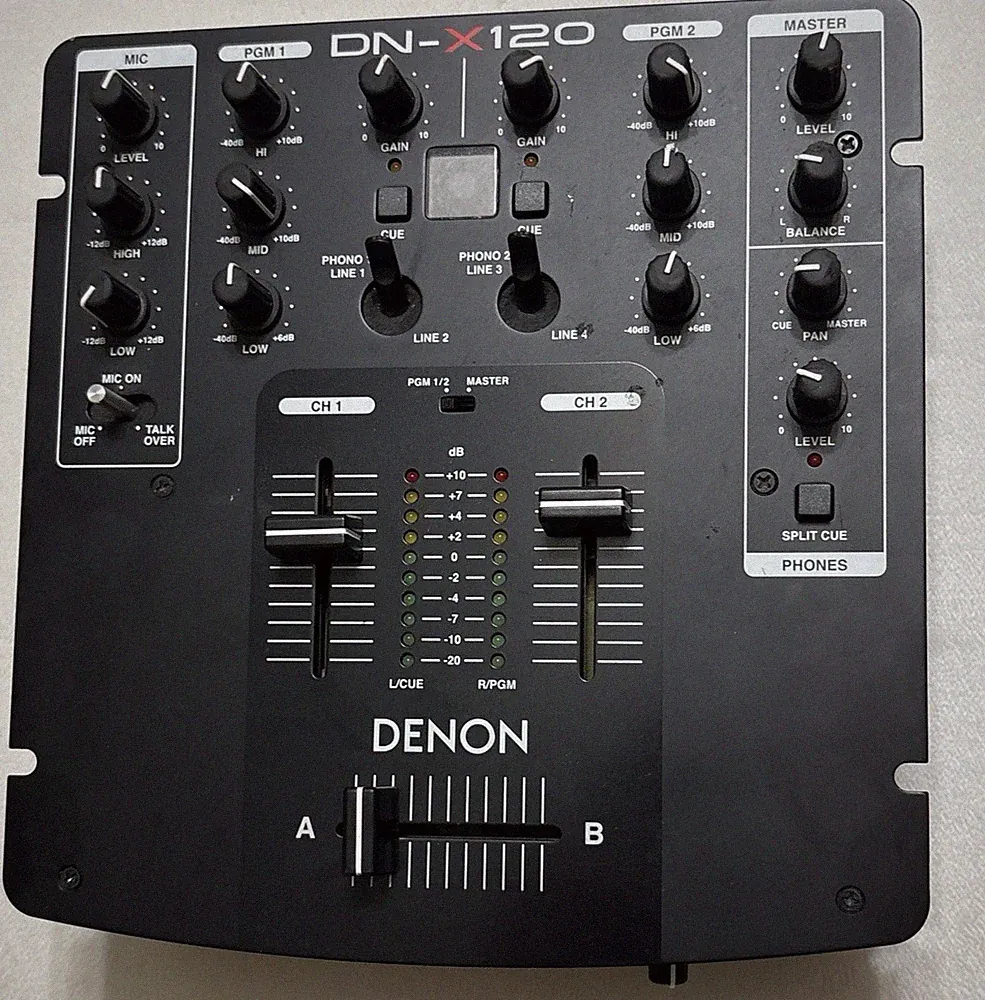 Denon Mixer DN-X120 2 Channel Professional Compact DJ Tested Working
