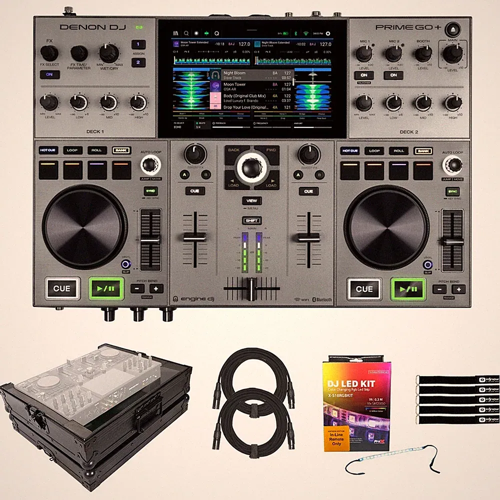 Denon PRIME GO+ Portable Battery Powered Standalone DJ Controller w Black Case