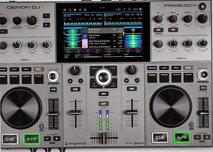 Denon PRIME GO+ Standalone 2-Deck Rechargeable Smart DJ Console W 7" Touchscreen