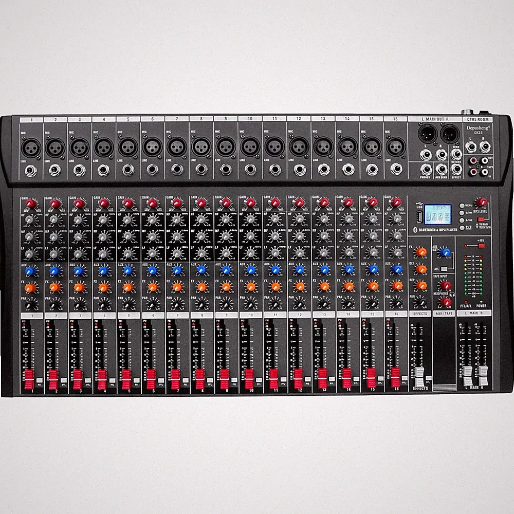 Depensheng DX16 16-Ch USB Studio Audio Mixer, Pro/Beginner DJ Recording, XLR 48V