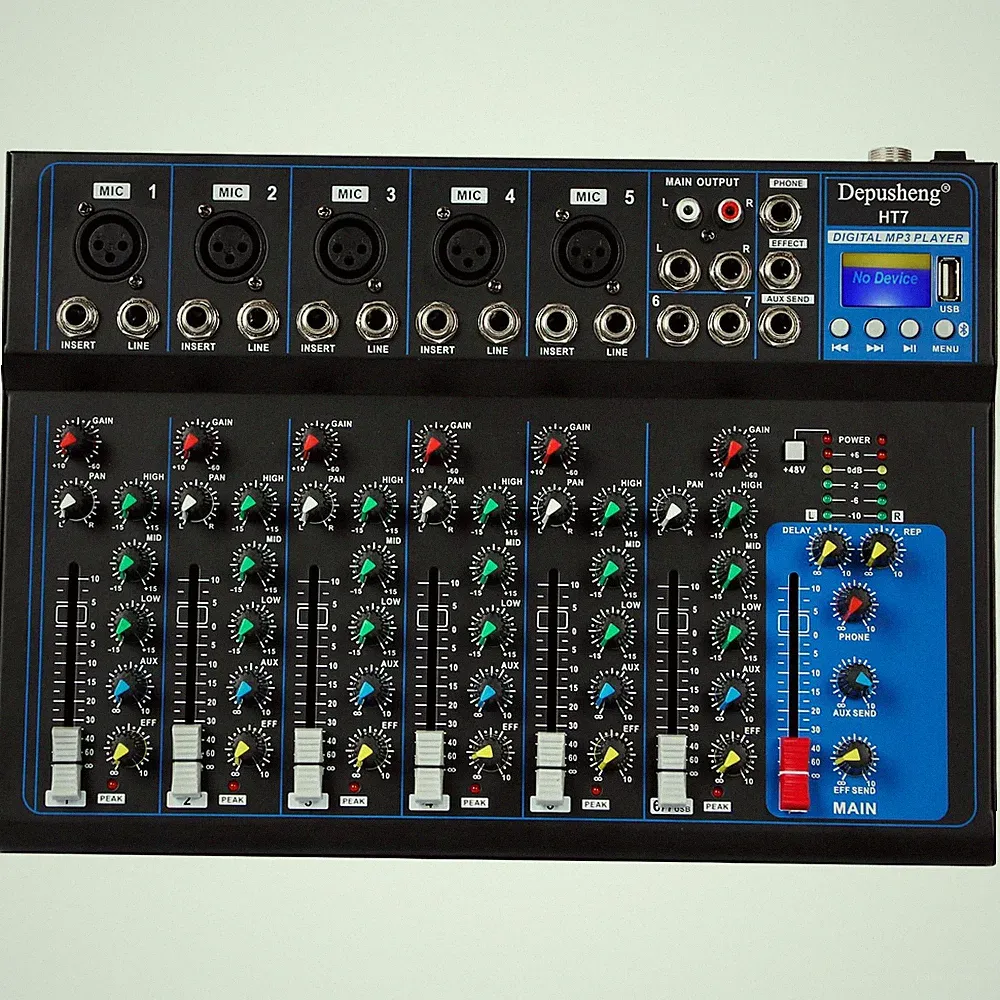 Depusheng HT7 Bluetooth Portable Audio Mixer w/USB DJ Sound Mixing Console MP3 J