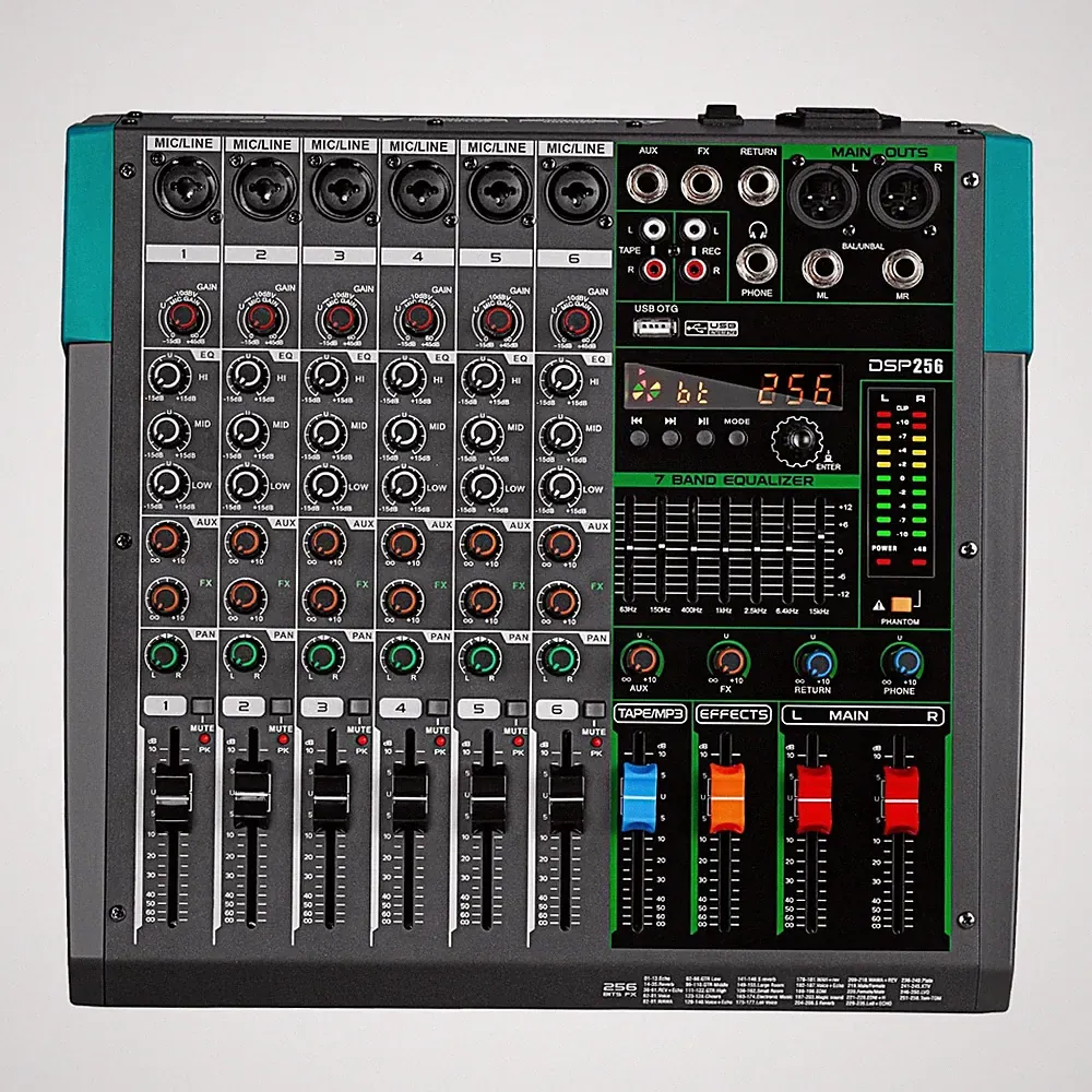 Depusheng PA6 professional DJ audio mixer 6 channel input built-in 256 kinds...
