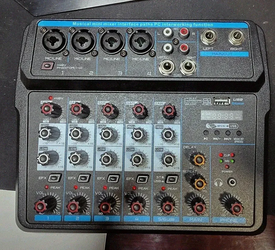 Depusheng U6 Audio Mixer 6 Channel Bluetooth DJ Sound Mixing Console