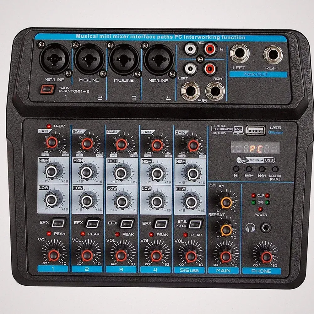 Depusheng U6 Audio Mixer 6-CHANNEL DJ Sound Controller Interface with USB&#65292