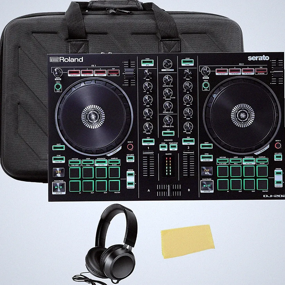 DJ-202 DJ Controller Bundle with Case, Headphones, and Austin Bazaar Polishing C