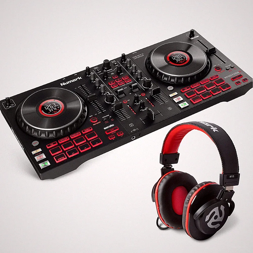 DJ Controller Bundle - DJ Set with 4 Decks, DJ Mixer, Audio Interface, Jog Wh...